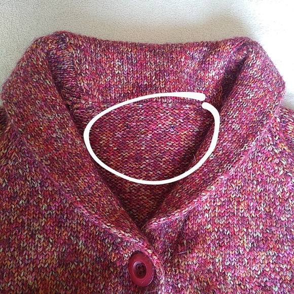 Vintage Knit Collared Cardigan with One Button Verigated Wool size S/M - Picture 10 of 11